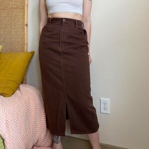 Vintage zena jeans maxi midi brown denim maxi skirt